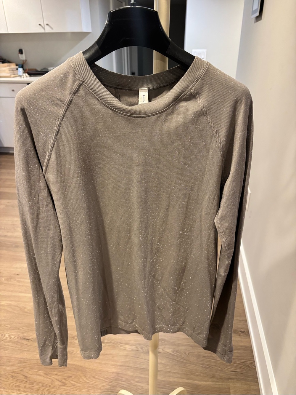 Athlete momentum long sleeve top with metallic shimmer